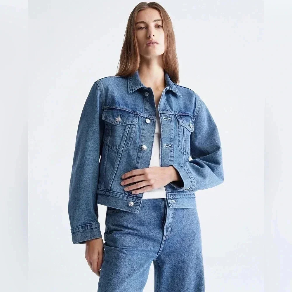 Calvin Klein Jeans | Color Blue Denim Trucker Jacket Size L